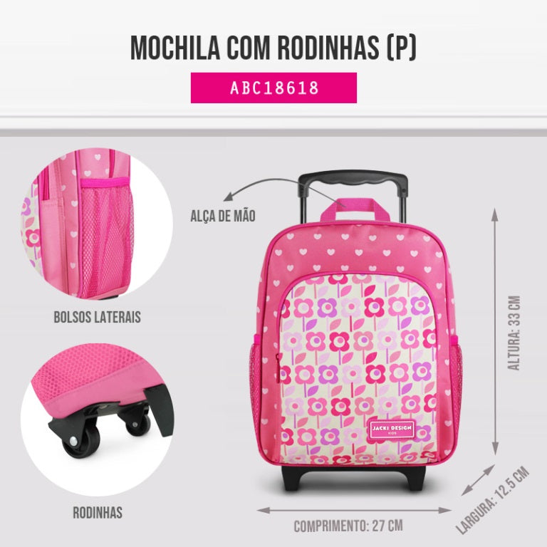Mochila Infantil com Rodinhas Sapeka Jacki Design - P